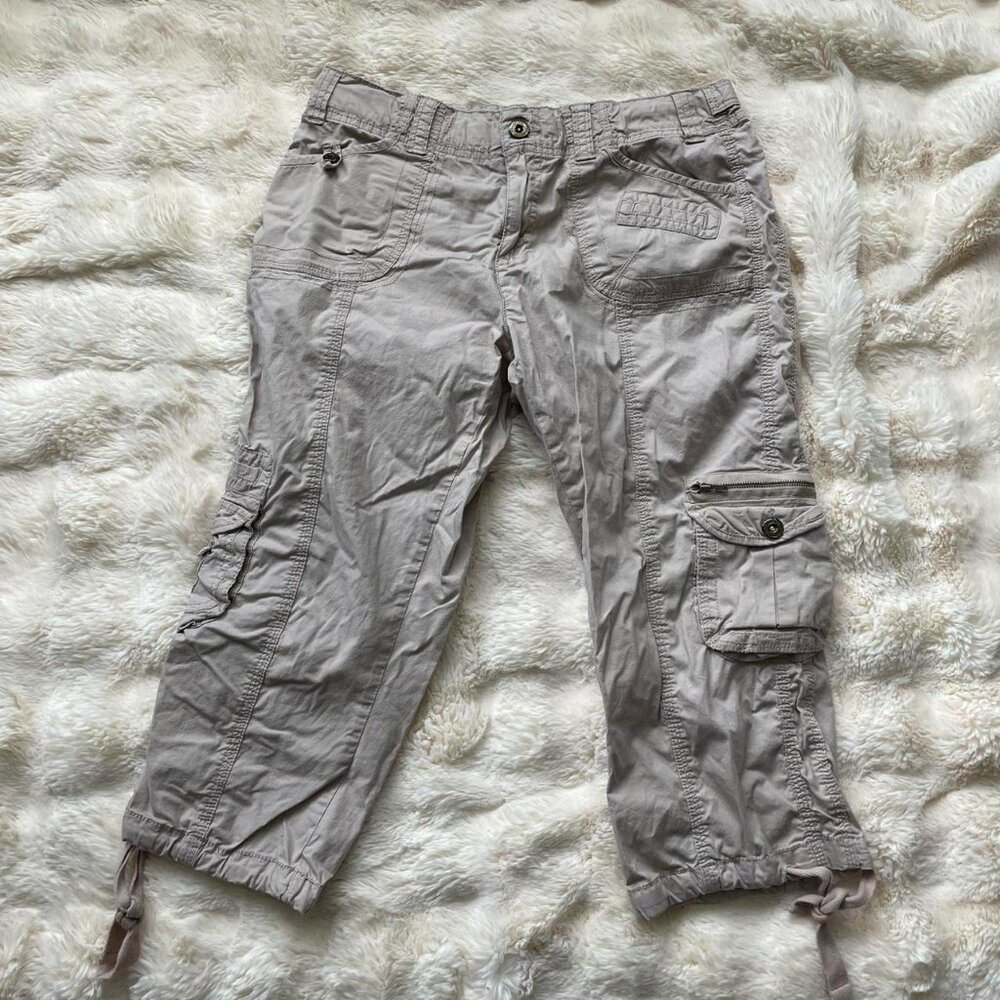 Beige Y2K Cargo Low-Rise Capris